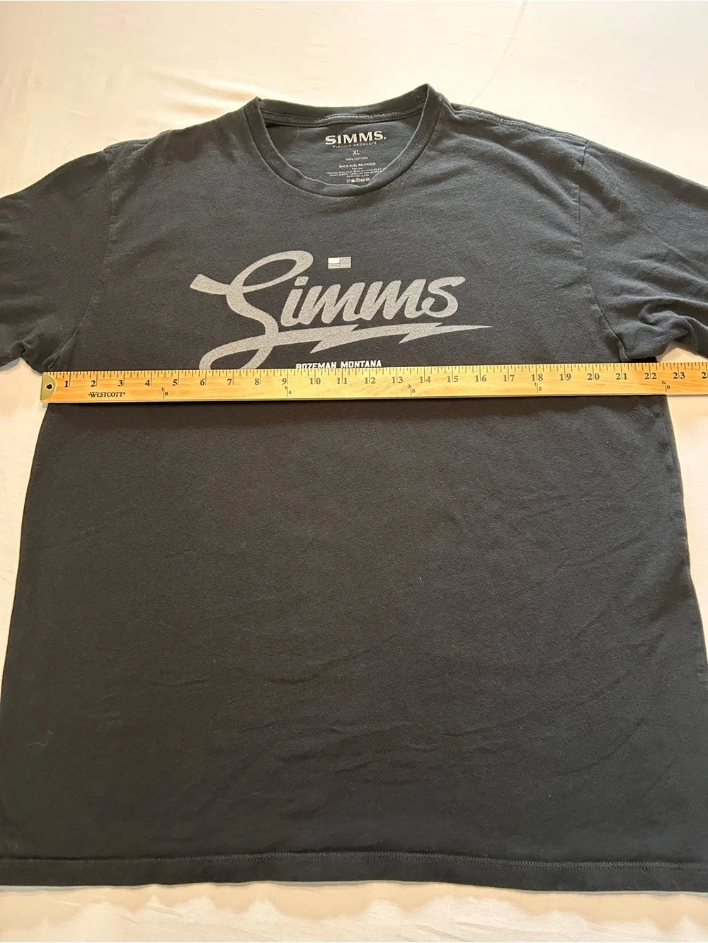 Simms XL Black Bozeman Montana Logo T-Shirt Fishing Graphic Tee - Picture 5 of 6